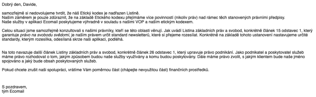 Cenzura na českém internetu - Ecomail.cz mi zablokoval účet a omezuje svobodu slova • David Formánek - Otevři svou mysl • David Formánek